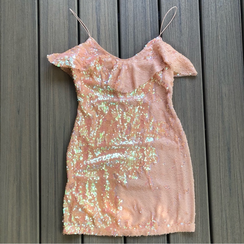 Lulu's Pale Pink Sequin Mini Dress Size S